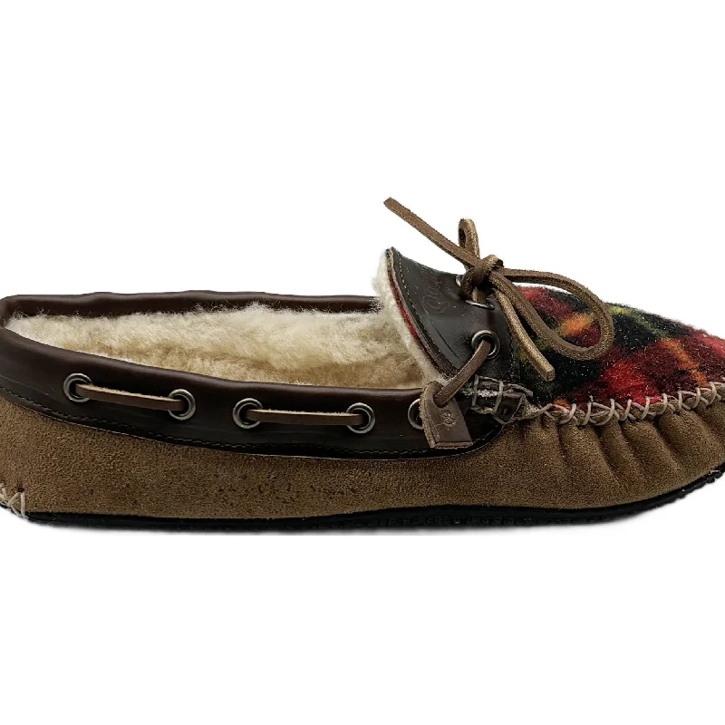 LE Men’s Fireside Slipper: Red Plaid Chestnut