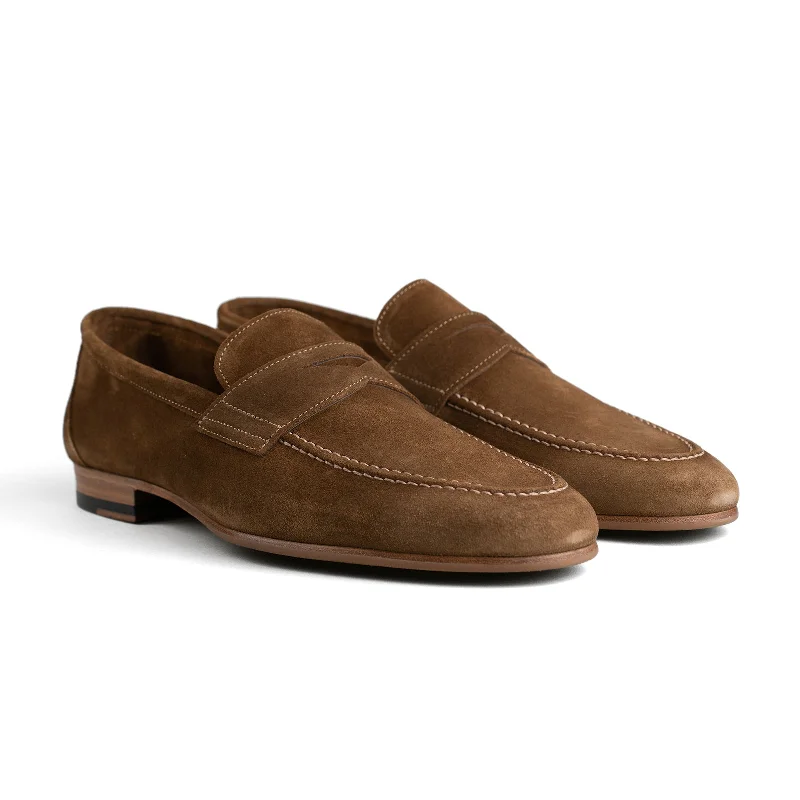 Unlined Penny Loafer - Medium Brown Suede