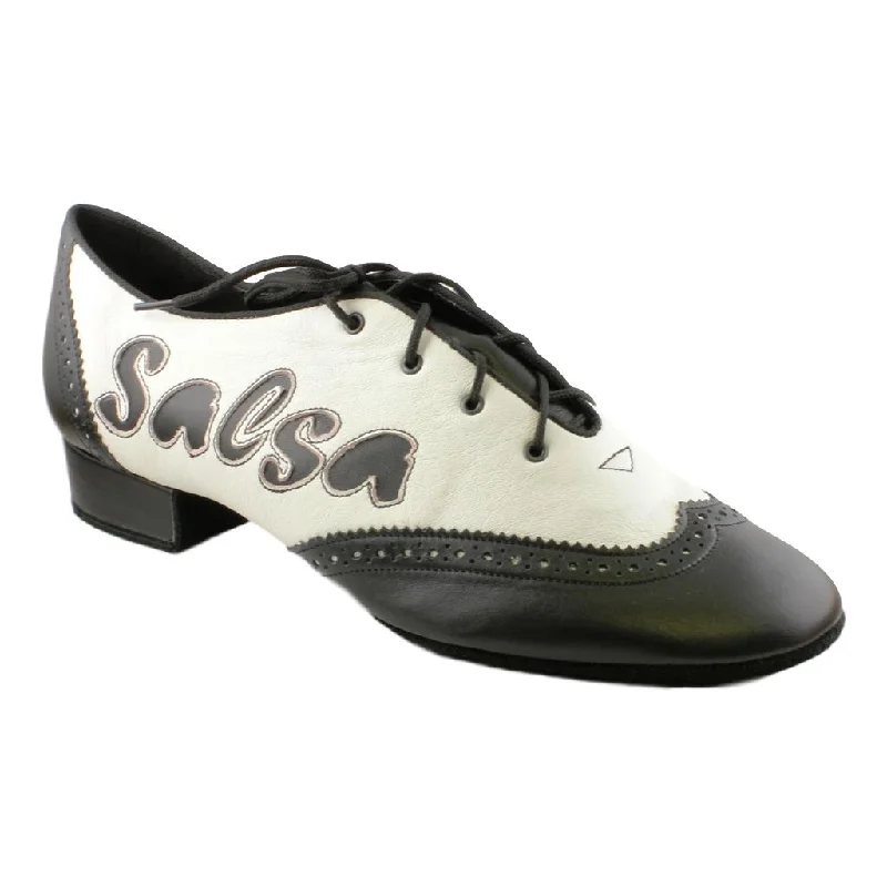 Men's Salsa Dance Shoes, Flexi M, Black-White Leather