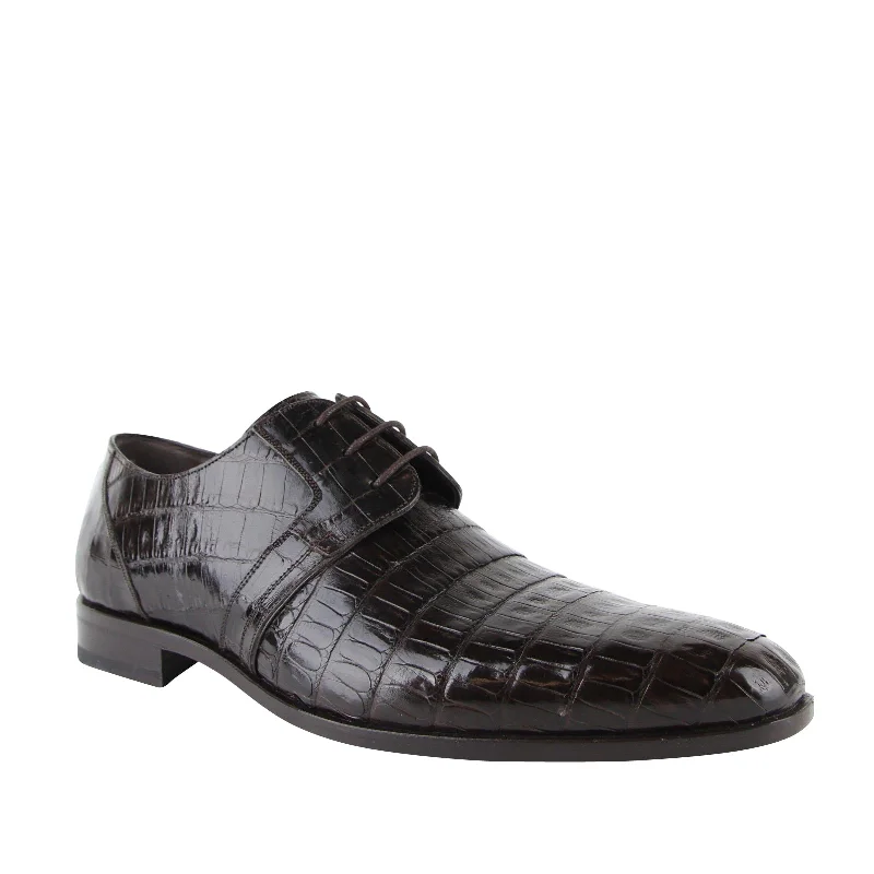 Mezlan Men's Derby Lace Up  Crocodile Dress Shoes