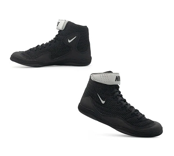 NIKE INFLICT 3 WRESTLING PROFESSIONAL BOXING SHOES BOXING BOOTS US 8.5-10.5 Black Metallic Silver