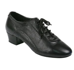 Men's Latin Dance Shoes, Model E-300111, Black Leather