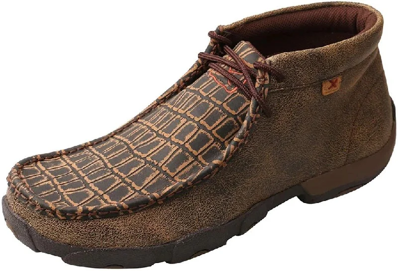 Twisted X Men's Chukka Driving Moc, Caiman Print/Brown, 9M