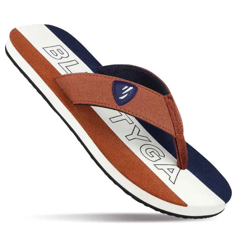 Blue Tyga Men's Flip Flop Thong  - BT4274 Tan Blue