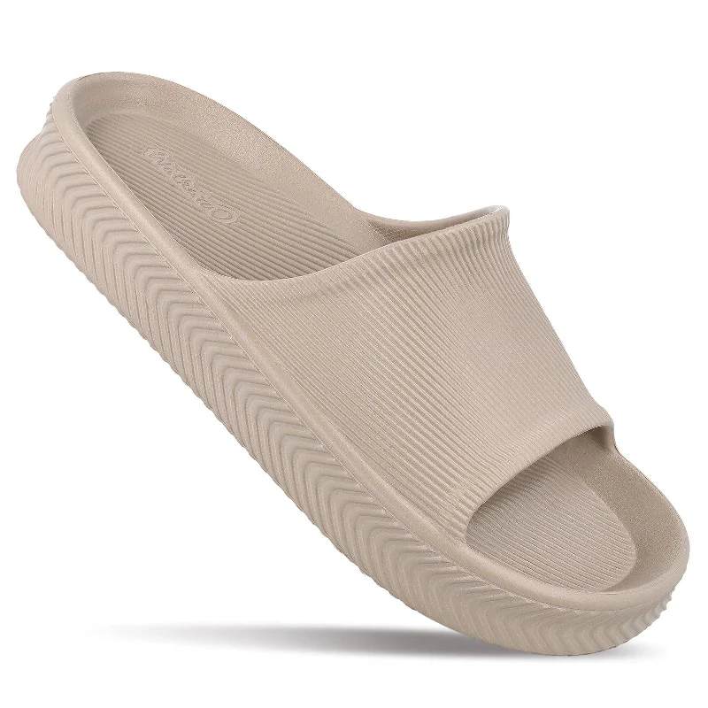 Walkaroo Mens Flip Flop Sliders  - WC8737 Greige